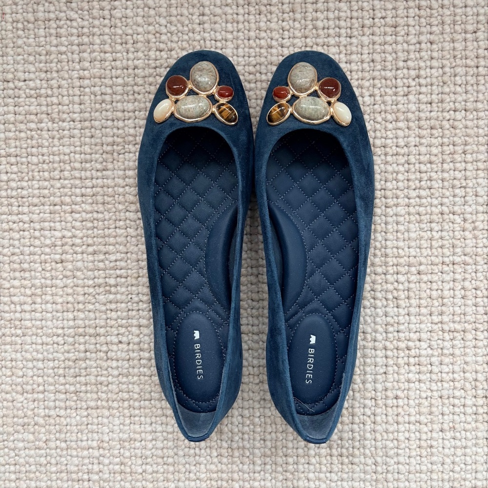 Birdies Hummingbird Suede Flat in Teal Suede Stone (8)